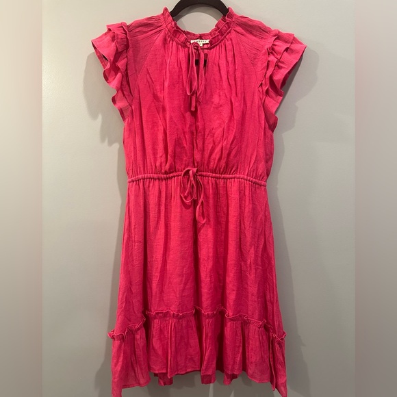 JODIFL Dresses & Skirts - JODIFL Ruffle Sleeve Tie Waist Dress Barbie Pink Size S